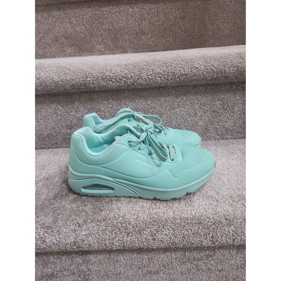 Skechers "Uno" Mint Green Sneakers w/ Wedge in Heel Size 7.5 - Picture 1 of 11